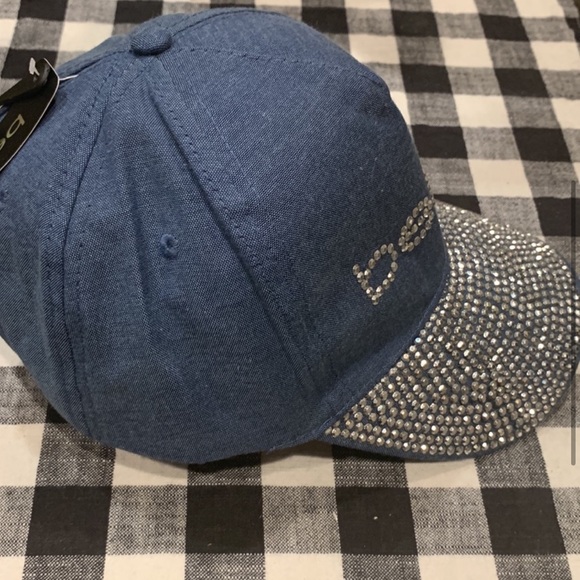 Women’s Bebe Hat with Crystals Rhinestone Logo and Panel - Picture 5 of 8